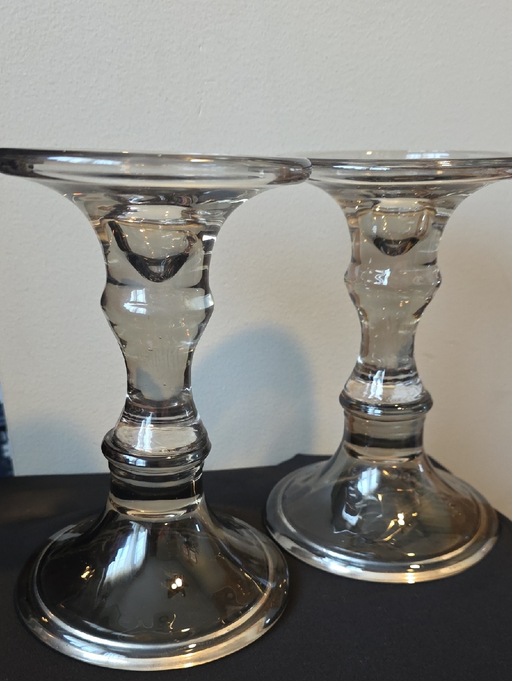 Mikasa Smokey Glass Candle Holders - Pair